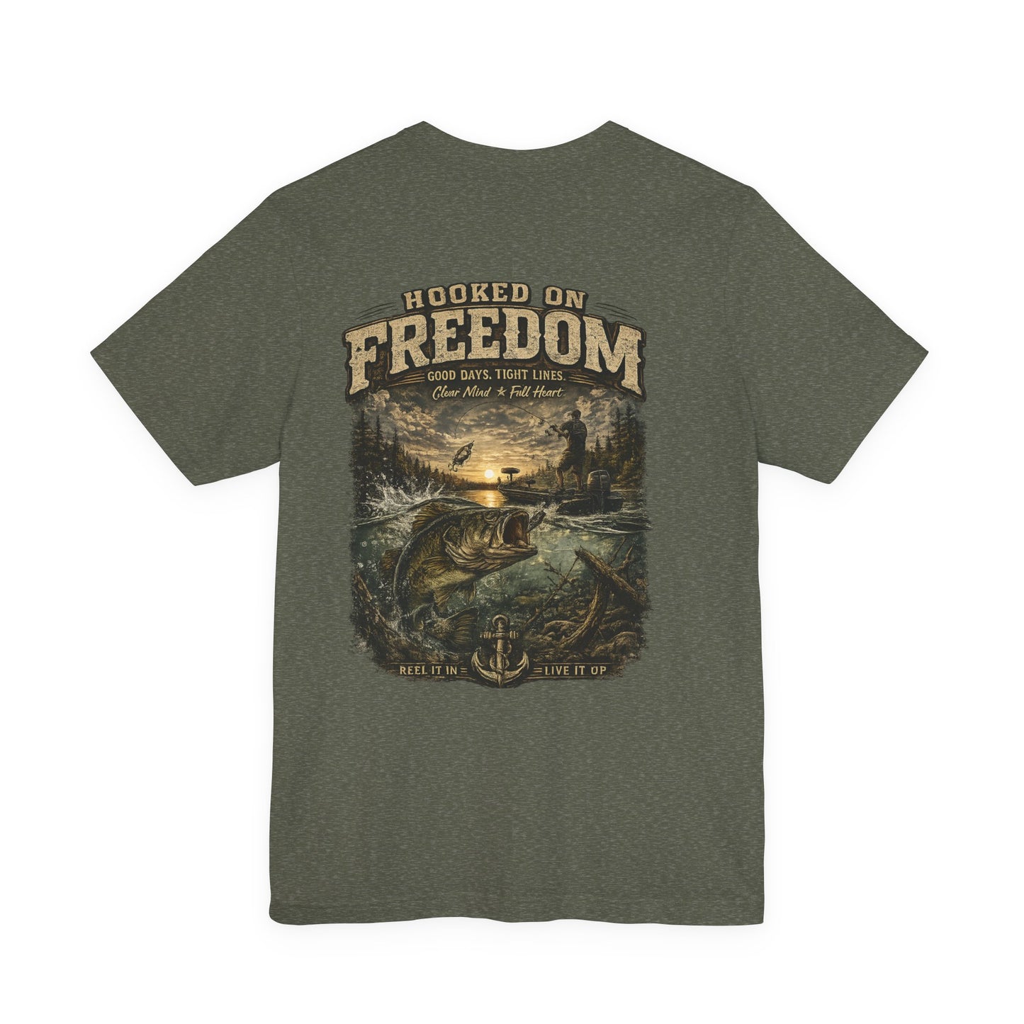 Hooked On Freedom™ – Vintage Bass Fishing Tee