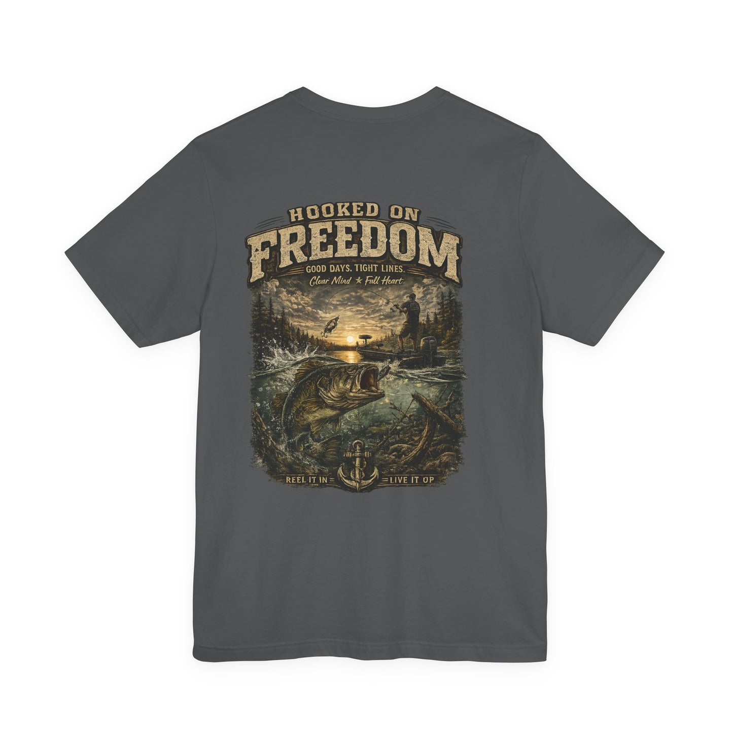 Hooked On Freedom™ – Vintage Bass Fishing Tee