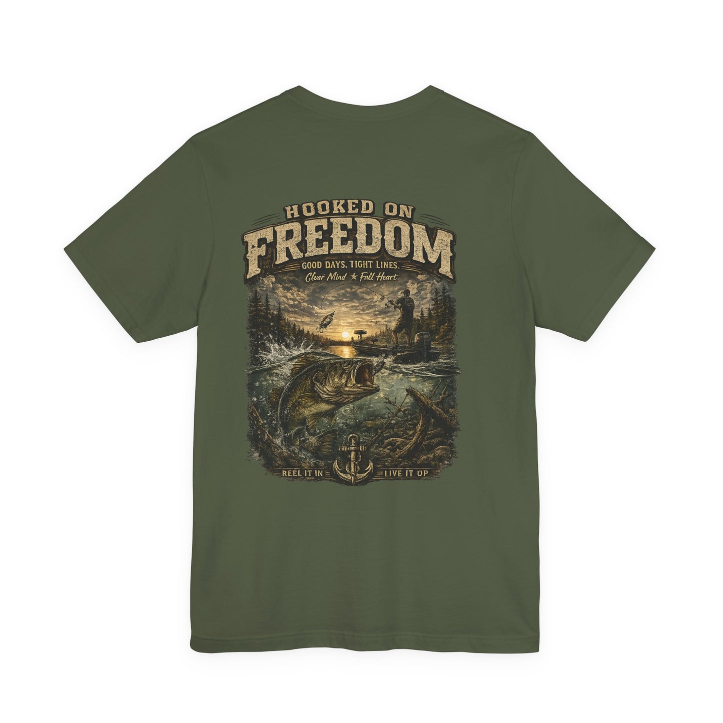 Hooked On Freedom™ – Vintage Bass Fishing Tee