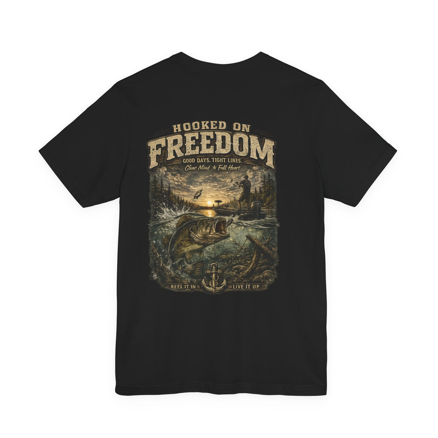 Hooked On Freedom™ – Vintage Bass Fishing Tee