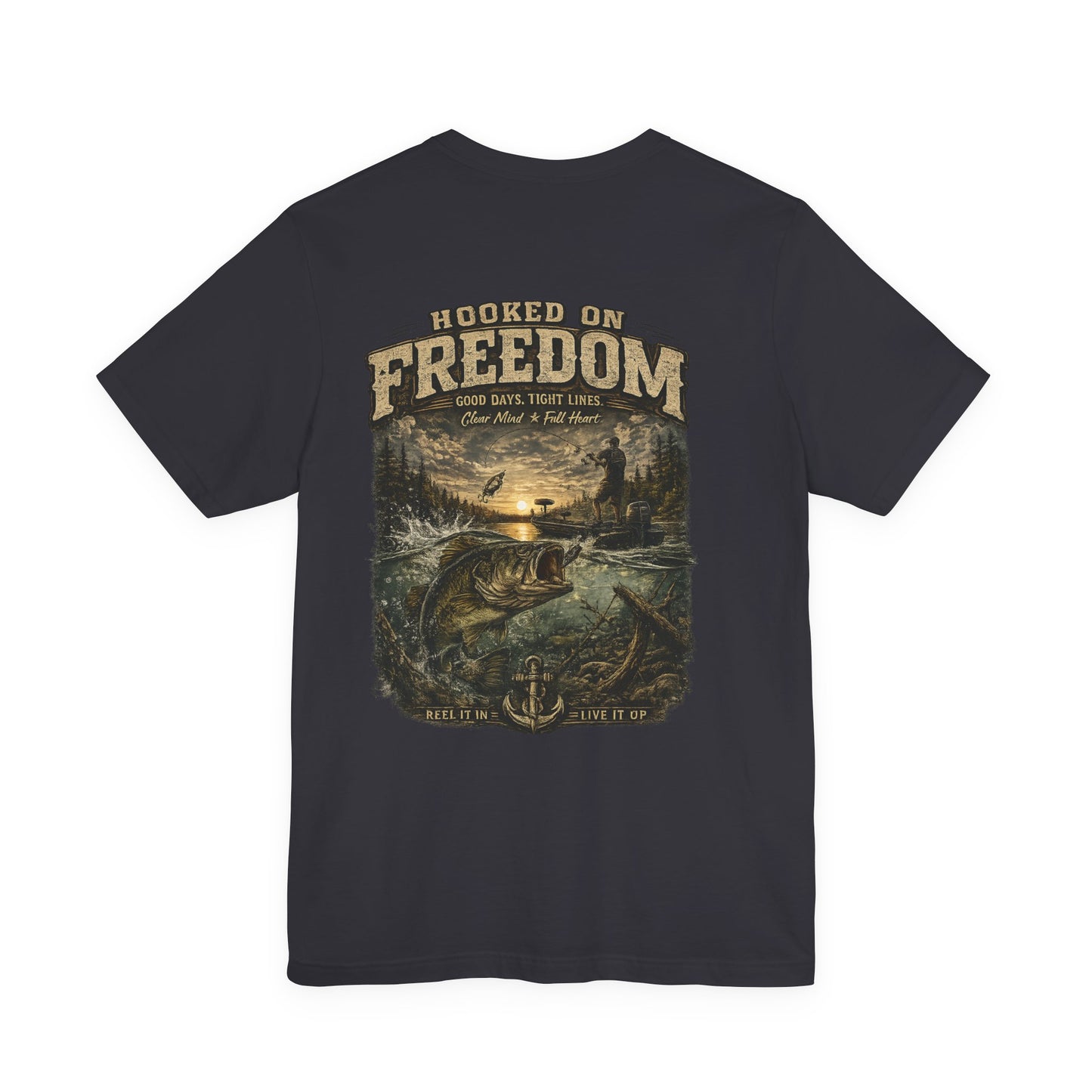 Hooked On Freedom™ – Vintage Bass Fishing Tee