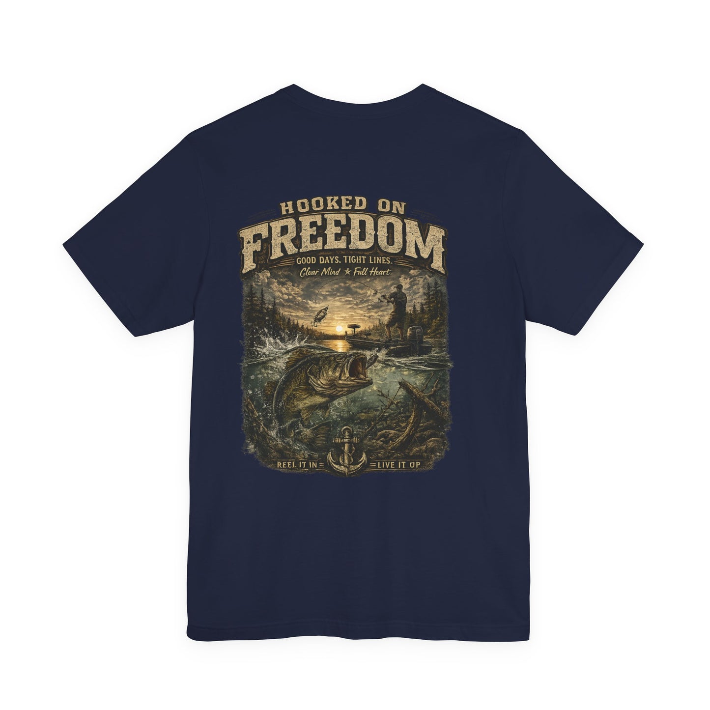 Hooked On Freedom™ – Vintage Bass Fishing Tee