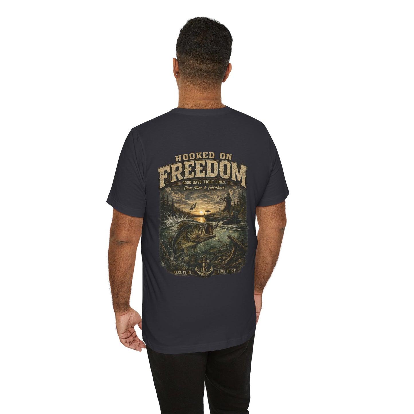 Hooked On Freedom™ – Vintage Bass Fishing Tee